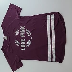 PINK Victoria's Secret Love Pink Sequin‎ Short Sleeve Tunic Top - Size Medium